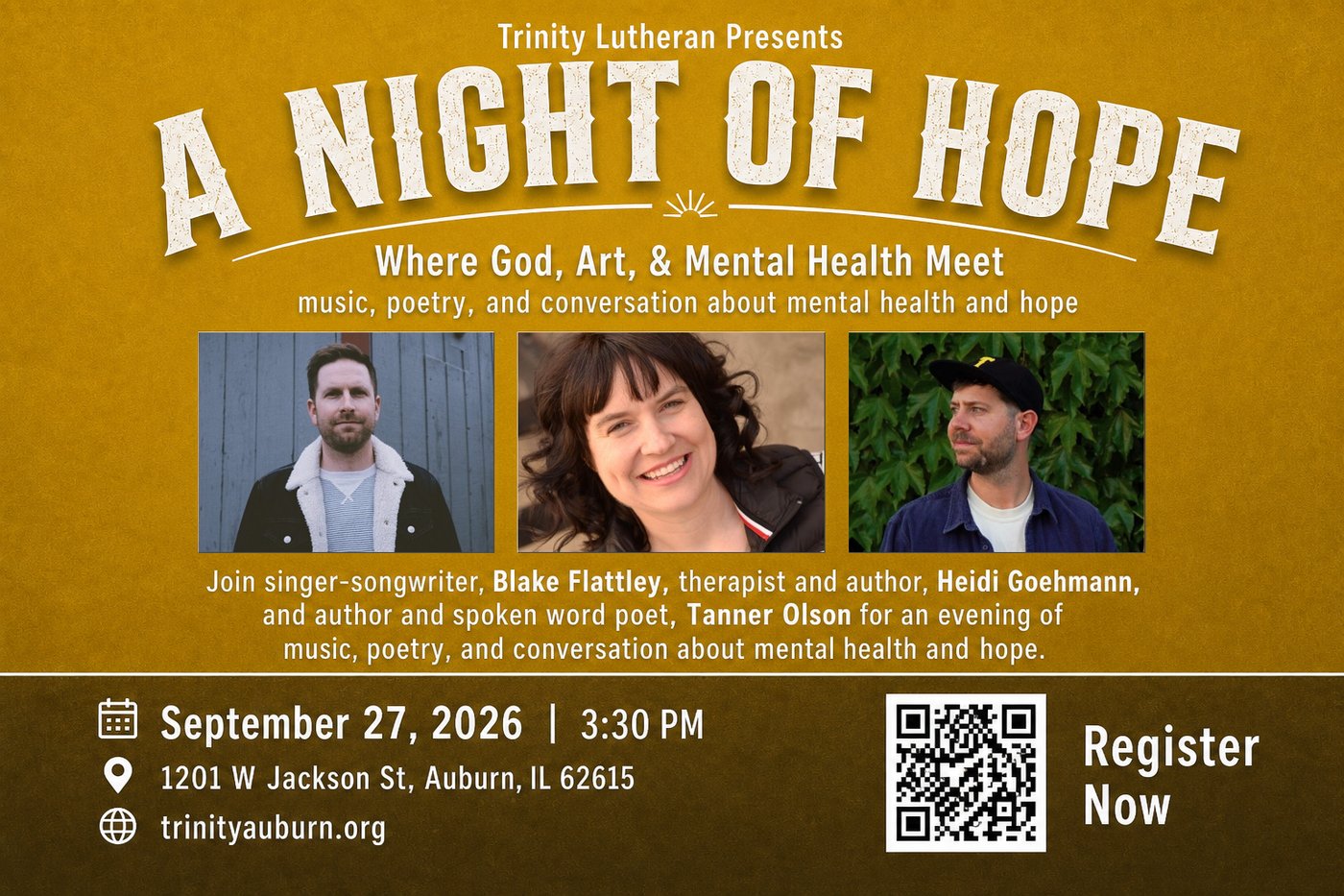 A Night of Hope - September 27, 2026 at Trinity Lutheran Church, Auburn, IL